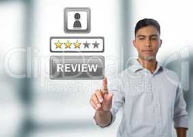 Hand pointing at star review ratings