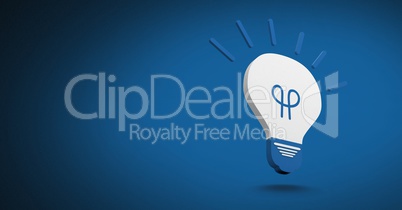 3D light bulb idea icon with blue background