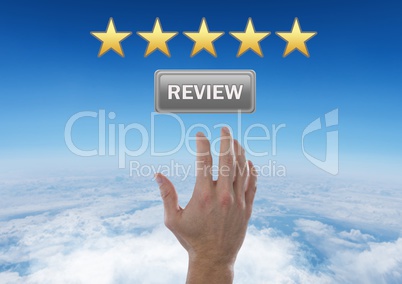 Hand reaching for five star review rating
