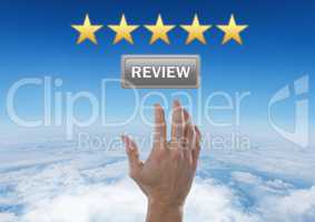 Hand reaching for five star review rating
