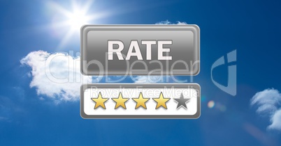 rate button and review stars in sky