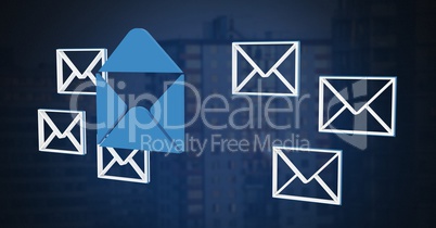 Email message app icons and dark background