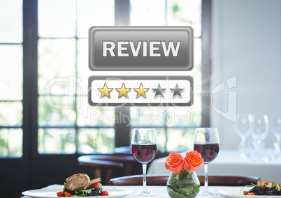 Review button and star ratings in restaurant
