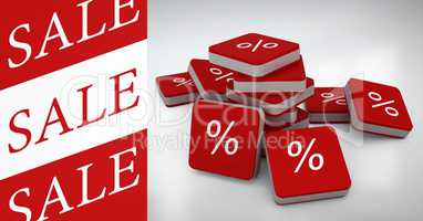 Sale tag with percent symbol icons