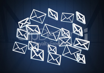 Email message app icons and dark background