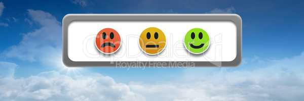 feedback smiley faces satisfaction icons in sky