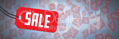 Sale tag with percent symbol icons