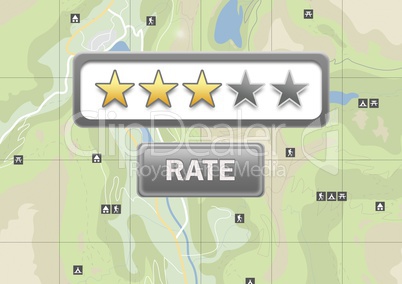 Rating stars and rate button on map locations