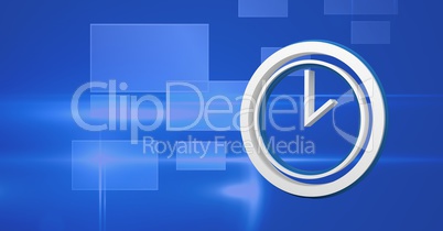 3D clock time icon with blue background