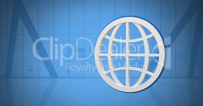World globe icon symbol with blue background