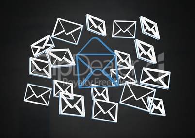 Email message app icons and dark background