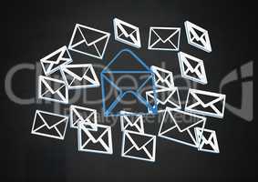 Email message app icons and dark background