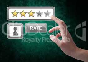 Hand touching rating review stars