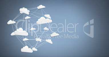 3D cloud icons with blue background