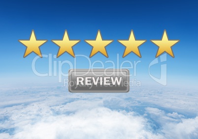 five star review rating button in sky