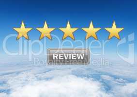 five star review rating button in sky