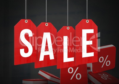 Sale tag with percent symbol icons