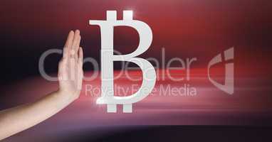 Hand open with bitcoin symbol icon