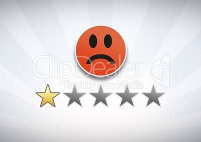 one star review ratings stars and sad smiley face