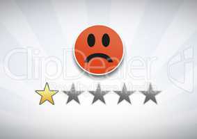 one star review ratings stars and sad smiley face