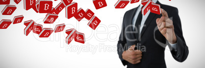 Composite image of mid section of businessman pointing