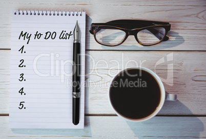 Composite image of to do list from 1 to 5