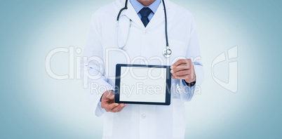 A doctor showing digital tablet