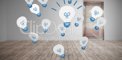 Composite image of glowing light bulb icon