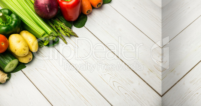 Line of vegetables on table