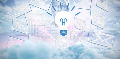 Composite image of message symbol around the light bulb sign