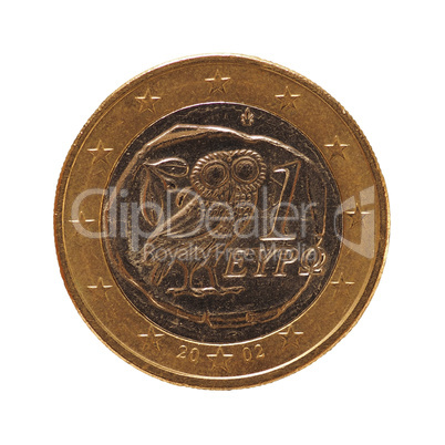 1 euro coin, European Union, Greece isolated over white