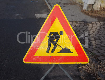 road works sign