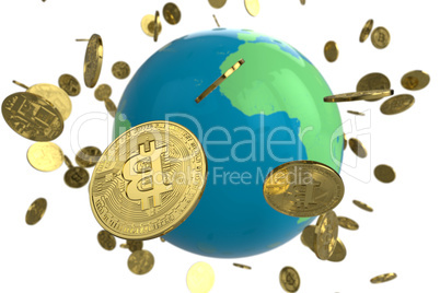 Bitcoin coin globe