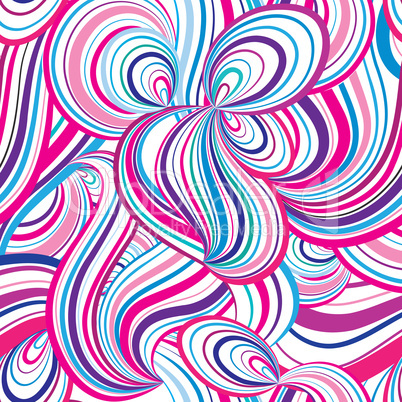 Abstract wave line and loops seamless pattern. Grid swirl wavy o