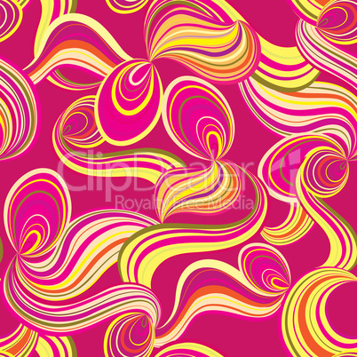 Abstract wave line and loops seamless pattern. Grid swirl wavy o