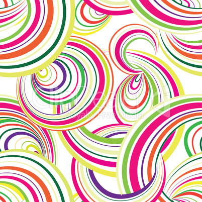 Abstract wave line and loops seamless pattern. Grid swirl wavy o