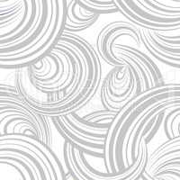 Abstract wave line and loops monochrome seamless pattern. Grid s