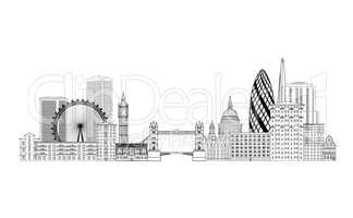 London skyline. London cityscape with famous landmarks and build