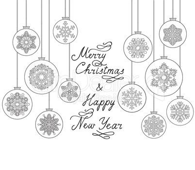 Christmas background with handwritten greeting lettering MERRY C