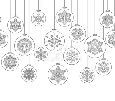 Christmas background with Ball Doodle Decor Elements. Happy Wint