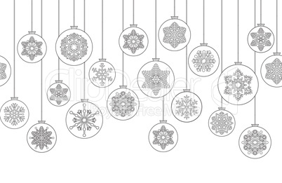 Christmas background with Ball Doodle Decor Elements. Happy Wint