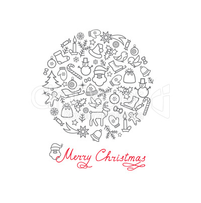 Christmas background. Doodle winter Christmas holiday greeting c