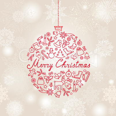 Christmas background. Doodle Christmas holiday greeting card des