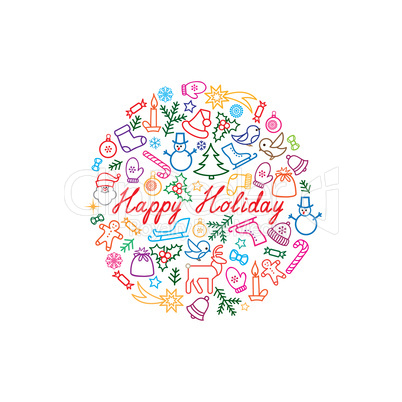 Christmas background. Doodle winter Christmas holiday greeting c