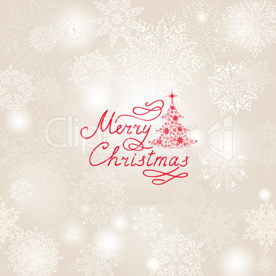Christmas Holiday background with Snow flakes, Christmas tree, H