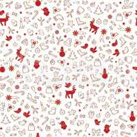 Christmas icons seamless pattern, Happy Winter Holiday tile back