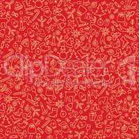 Christmas icons background, Happy Winter Holiday seamless tiling
