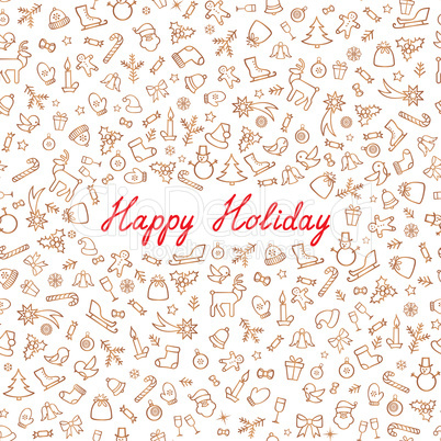 Christmas Icon Seamless Pattern Happy Winter Holiday Card