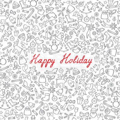 Christmas Icon Seamless Pattern Happy Winter Holiday Card