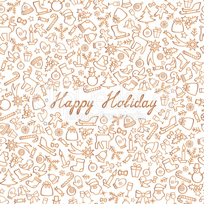 Christmas Icon Seamless Pattern Happy Winter Holiday Card